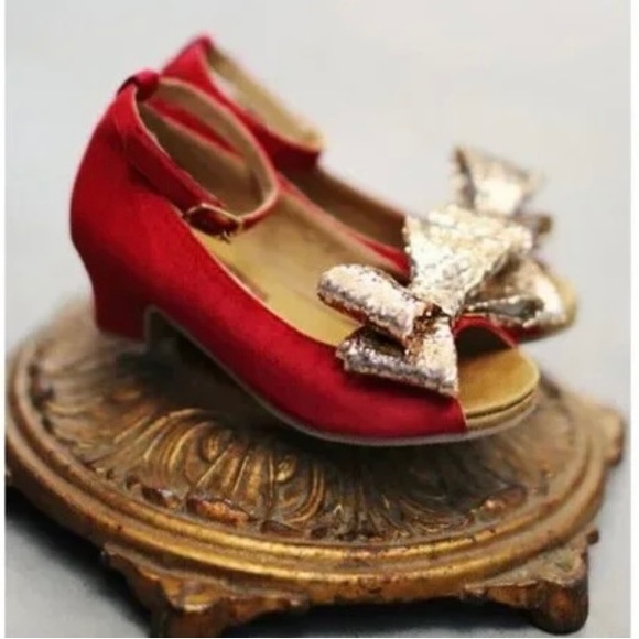Joyfolie Girl’s Valeria Kitten Heel in Red Satin size Y3 - Picture 4 of 5